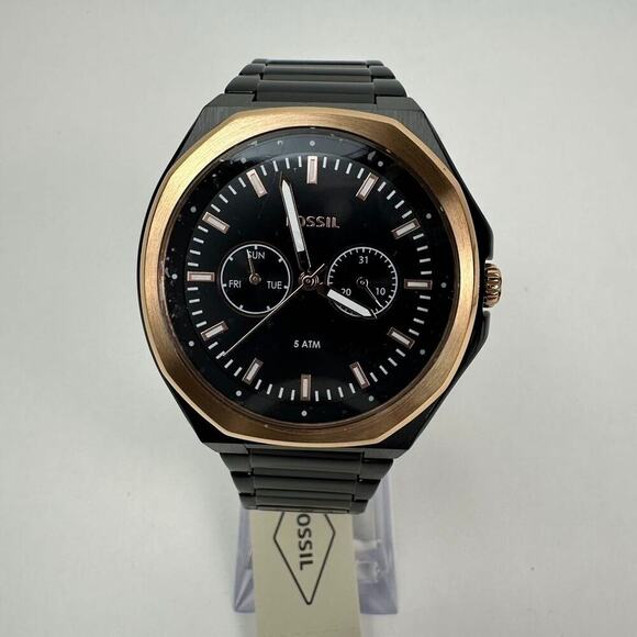 Fossil His and Her Multifunction Black Rose gold Day & Date Watch BQ2645SET main image 4